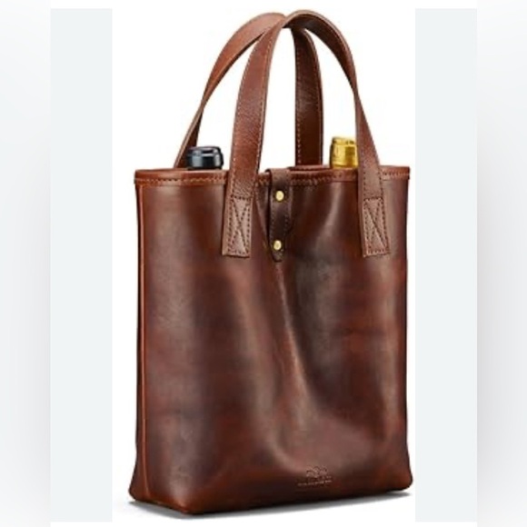 J.W. Hulme Leather Wine Tote Carrier, Holds Two Wine or Liquor Bottles, Green - Picture 11 of 12